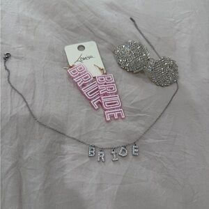 Pink and Silver Bride Jewelry Set